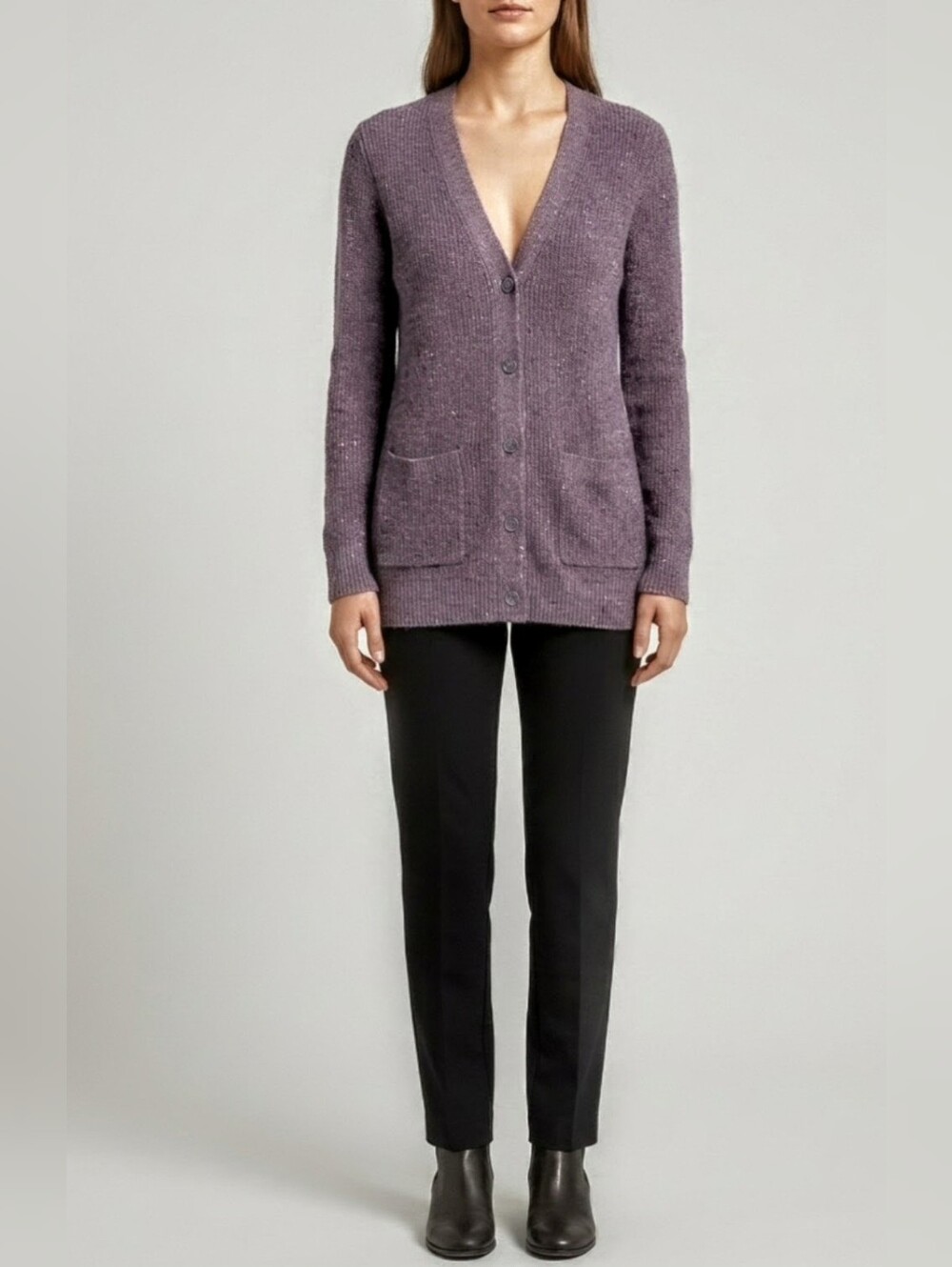 Cottagecore Party Women's Cardigan Sweater XS Italian Yarn Purple w/ Gold Thread